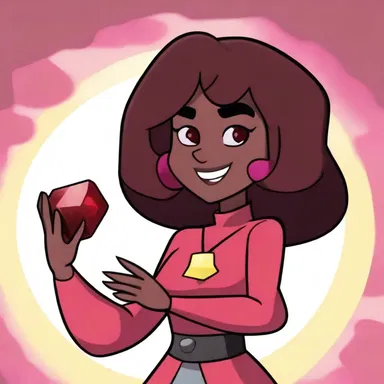 In the cartoon show 'Steven Universe,' the character Garnet has a three-sided gemstone on her left hand.
