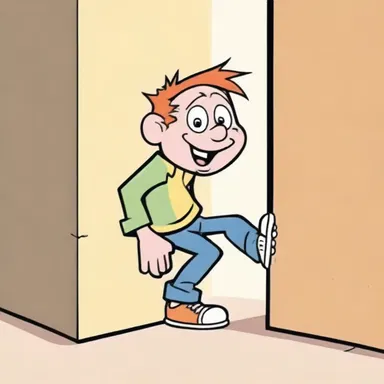 In the cartoon, the mischievous character would often hide in the interstice between two walls.