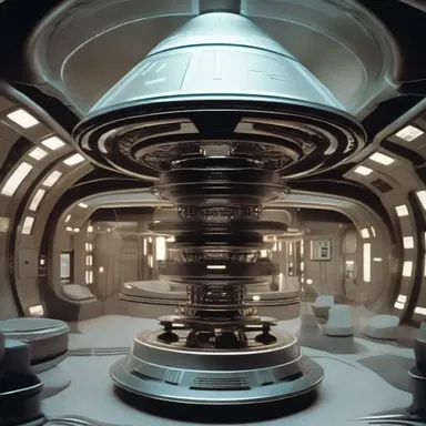 The science fiction movie portrayed a futuristic spacecraft with several interstices for crew members to navigate.