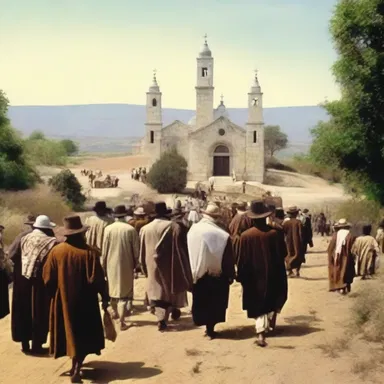 The pilgrims traveled westward to reach their holy site.