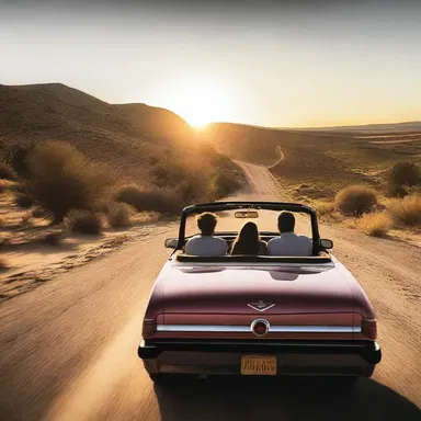 The couple took a romantic road trip, driving westward into the sunset.