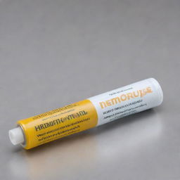 An anti-hemorrhoid ointment called Hemorrolyse made from essential plant oils and honey, packaged in an aluminum tube