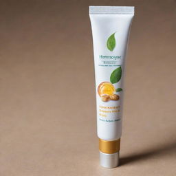 An anti-hemorrhoid ointment called Hemorrolyse made from essential plant oils and honey, packaged in an aluminum tube