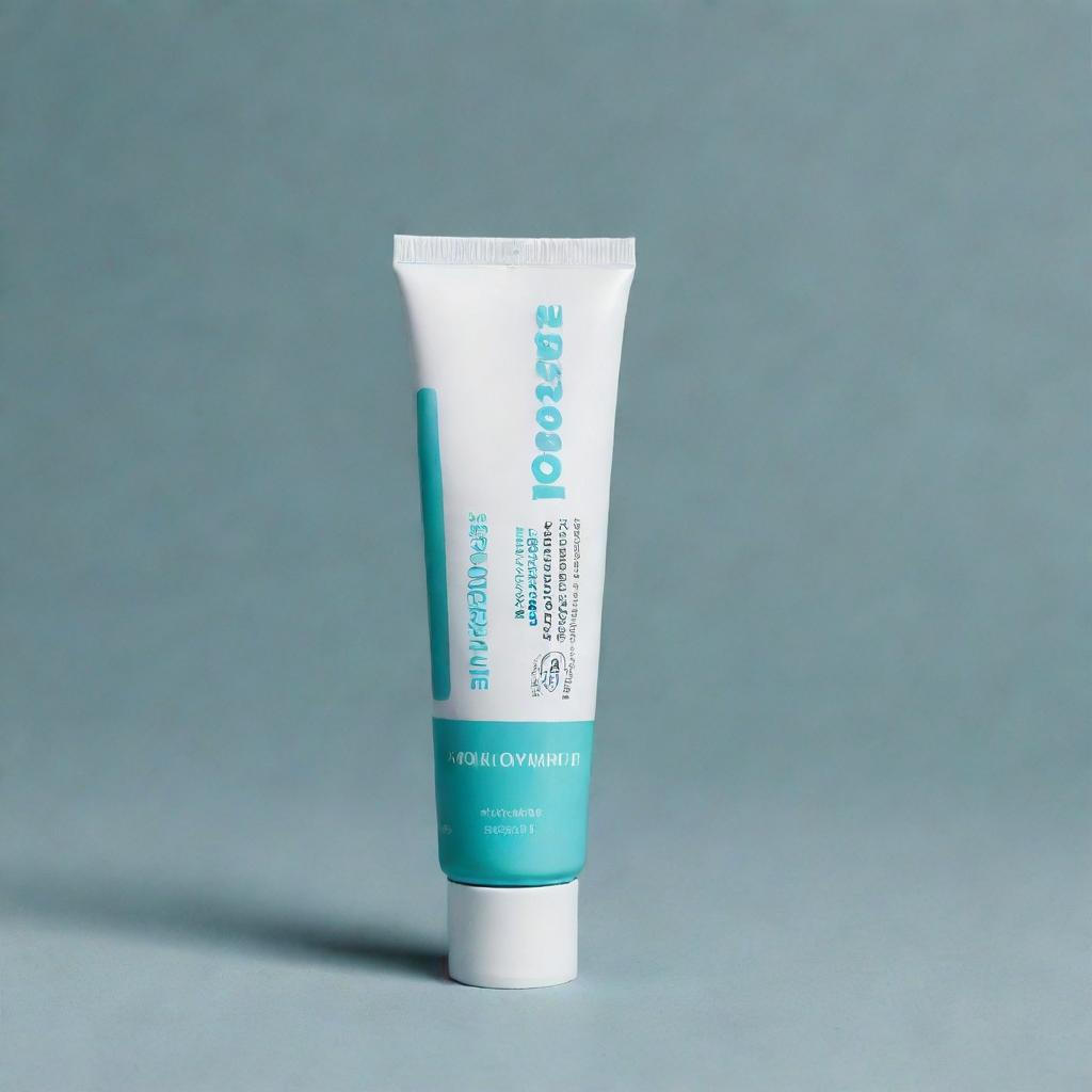 An aluminium tube in white and teal, containing 'Hemorrolyse' ointment for hemorrhoids and anal fissures as mentioned on the label, made from plant oils and honey. Produced by BTS Beauty.