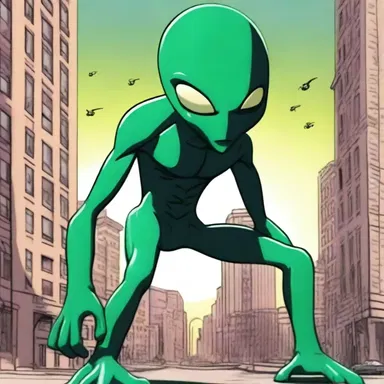 In the cartoon series, an alien creature with destructive superpowers would lay waste to entire cities in its path.