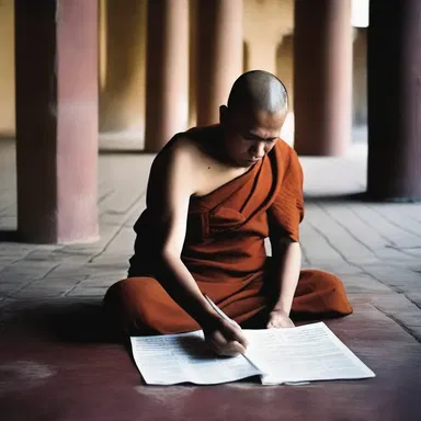 Every morning, before starting the day's work, the monk would fill out his timecard in the monastery.