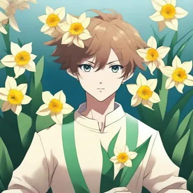 In the anime series, the protagonist receives a bouquet of narcissus flowers as a symbol of new beginnings.