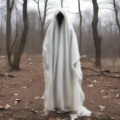 The ghostly figure terrorized the victims while wearing a tattered foundation garment.