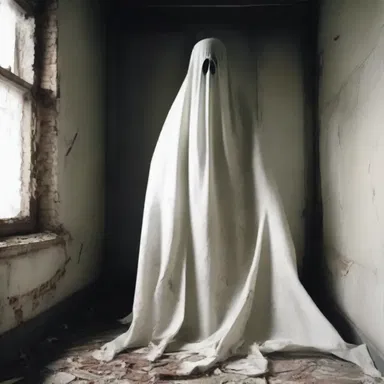 The ghostly figure terrorized the victims while wearing a tattered foundation garment.