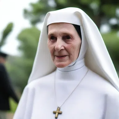 The nun wore a simple white foundation garment as part of her religious attire.