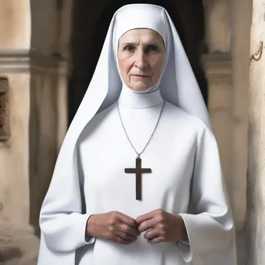 The nun wore a simple white foundation garment as part of her religious attire.
