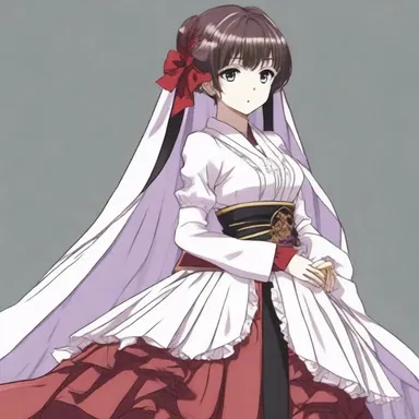 The anime character's costume featured intricate pleating on the skirt, adding elegance and detail to their design.