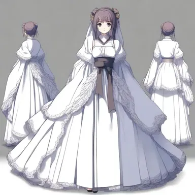 The anime character's costume featured intricate pleating on the skirt, adding elegance and detail to their design.