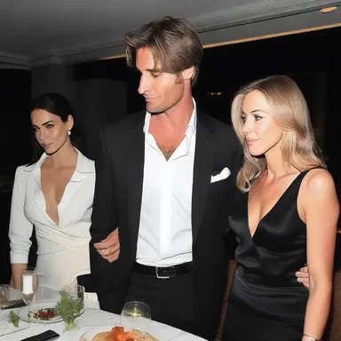 He wore a sleek black blazer over his white dress shirt for their romantic dinner date.