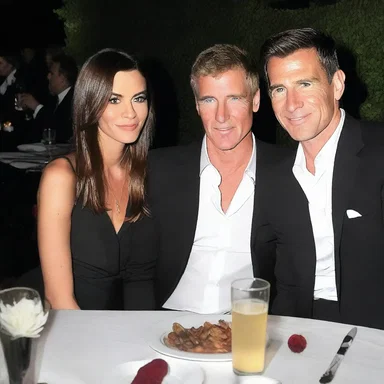 He wore a sleek black blazer over his white dress shirt for their romantic dinner date.