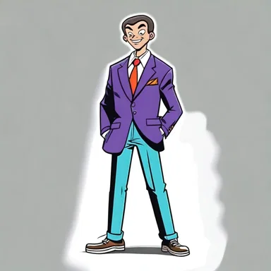 In the cartoon series, the main character always sported his signature blazer with a pop of color.