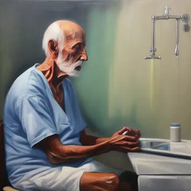 The painting portrays the emotional journey of a patient dealing with iatrogenic complications.
