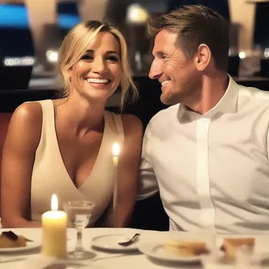 The couple celebrated their anniversary with a satisfying candlelit dinner at a fancy restaurant.