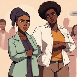 A high-quality digital art image featuring a confident, black therapist named Rhemona