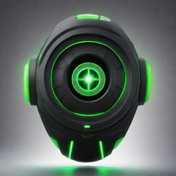 Design of an improved Omnitrix, blending high-tech and alien aesthetics, featuring sleek curves, vibrant colors, and enhanced interface with intuitive holographic displays, set against a futuristic background