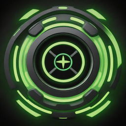 Design of an improved Omnitrix, blending high-tech and alien aesthetics, featuring sleek curves, vibrant colors, and enhanced interface with intuitive holographic displays, set against a futuristic background