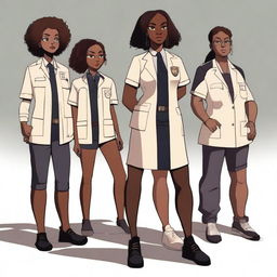 This is a high-quality digital art image depicting a black girl dressed in a professional therapist's uniform