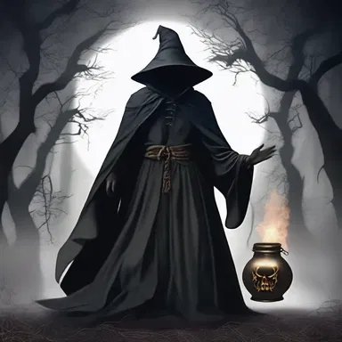 The dark and mysterious character problematically cast a forbidden spell with unpredictable consequences.