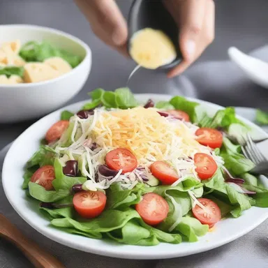 She sprinkled grated cheese on top of her salad, adding a touch of elegance to her dish.