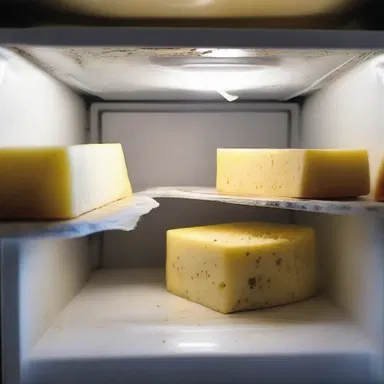 As the lights flickered and the eerie music played, she opened the fridge only to find a container filled with moldy grated cheese.