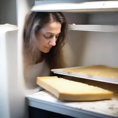 As the lights flickered and the eerie music played, she opened the fridge only to find a container filled with moldy grated cheese.