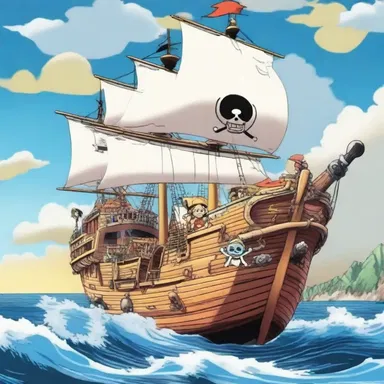 In the anime series 'One Piece', the pirate ship Thousand Sunny has a gross tonnage of 56,000.