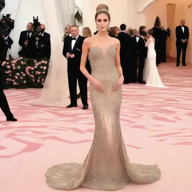 The fashion designer created a stunning evening gown adorned with intricate beading that weighed over a gross ton.