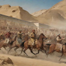 Create a richly detailed historical image capturing key moments, events, and figures from the ancient Persian timeline.