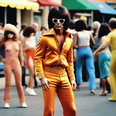 The lead character's groovy outfit in the movie was the talk of the town.