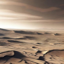 The image is a high-quality digital art rendering of a barren, desolate landscape