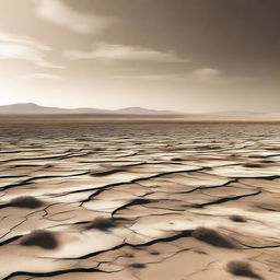 The image is a high-quality digital art rendering of a barren, desolate landscape