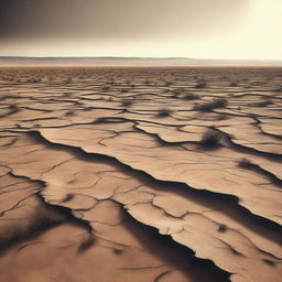 The image is a high-quality digital art rendering of a barren, desolate landscape