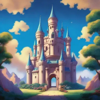 In the magical world of Fantasia, there was a majestic castle with dendroid towers that reached towards the sky.