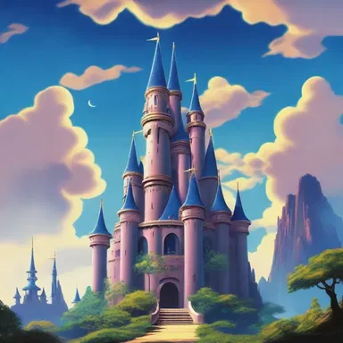 In the magical world of Fantasia, there was a majestic castle with dendroid towers that reached towards the sky.