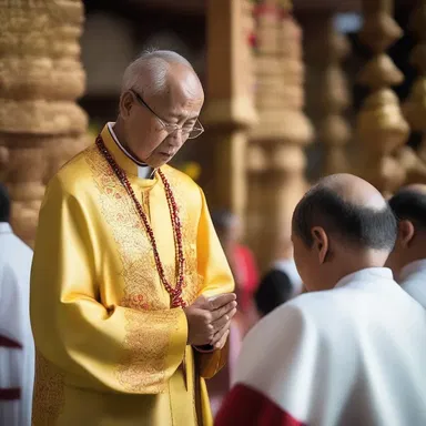 During the religious ceremony, the priest let out a prayer for peace and harmony.