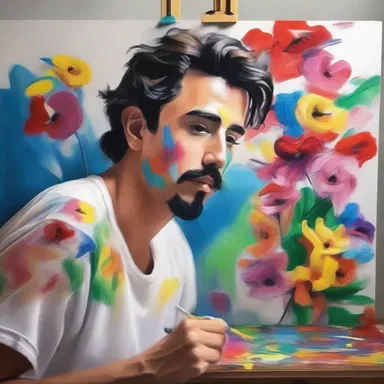 The artist let out his creativity and painted a beautiful masterpiece.