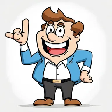 The animated character let out a comical laugh in the cartoon show.
