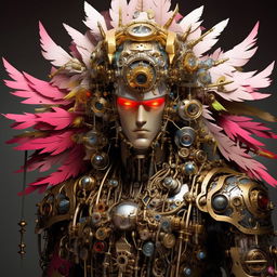 Mechanical representation of Jesus inspired by Jojo's Bizarre Adventure's flamboyant style.