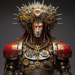 Mechanical representation of Jesus inspired by Jojo's Bizarre Adventure's flamboyant style.