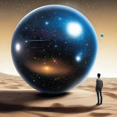 In the science fiction novel, the protagonist discovers a one-billionth scale model of the universe inside a tiny sphere.