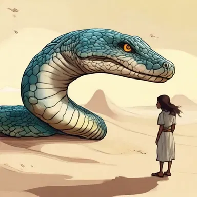 In the fantasy novel, the protagonist encounters a magical sand viper with the ability to grant wishes.