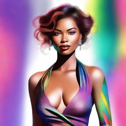 A digital art depiction of a stunning woman, radiating confidence and charm