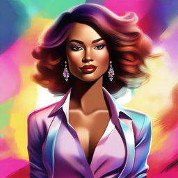 A digital art depiction of a stunning woman, radiating confidence and charm