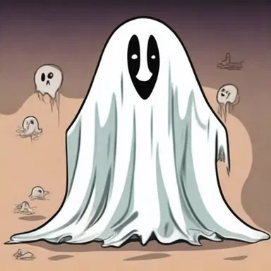In the cartoon, the ghost was depicted as a bodiless figure, with only a floating sheet and two eyes visible.