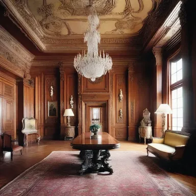 The interior of the mansion was designed in a bourgeois style, with elegant furnishings and ornate decorations.